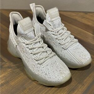 Steve Madden Maxima-P Women's Sneakers White Glass Rhinestones 9M Glam